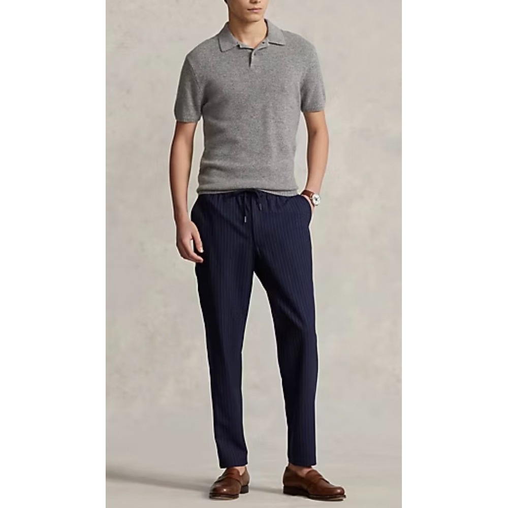 Polo Ralph Lauren Linen Pants Mens Navy Blue Pinstripe Trouser XL Gentleman